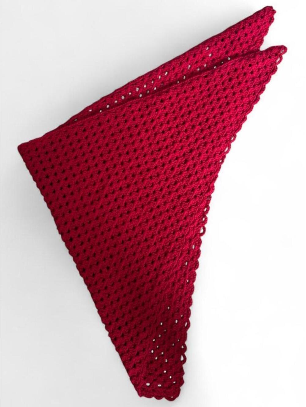 Handmade Style Raspberry Crochet Triangle Shawl Wrap - Picture 5 of 7